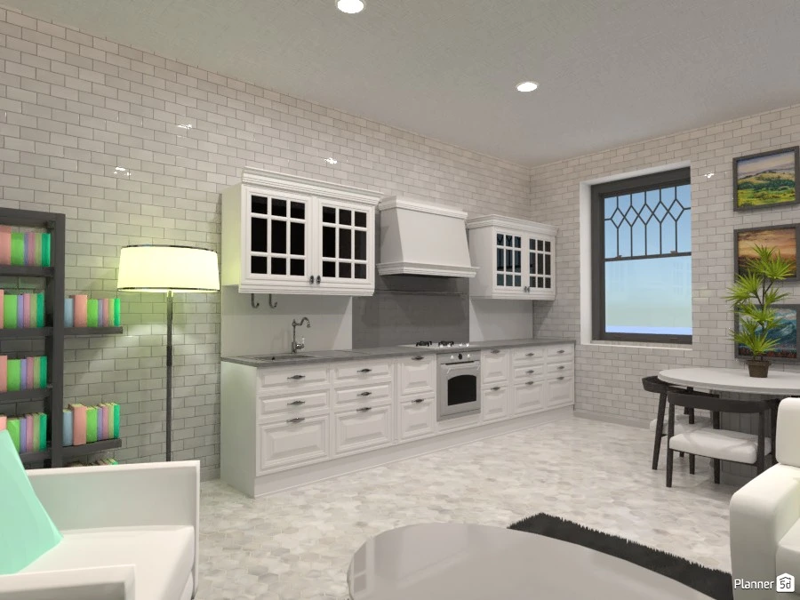 Pastel and gray living room and kitchen #3026892 by Doggy