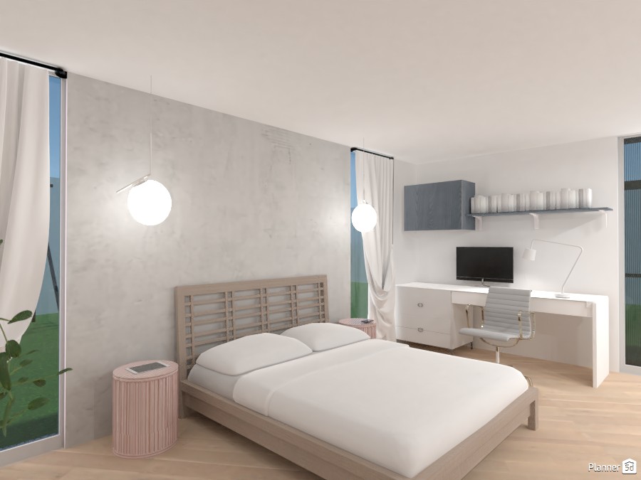 minimalistic bedroom with a desk #4179819 by polinaminkina