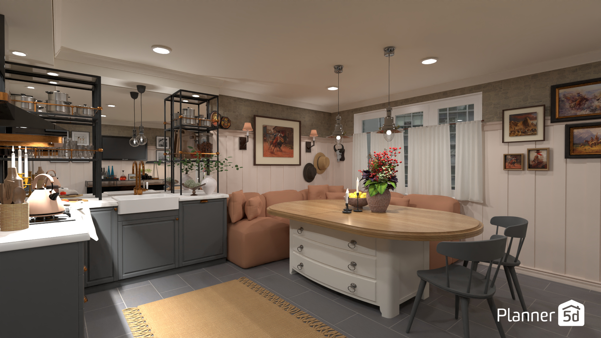 Romantic Bistro Styled Kitchen #17545231 by Darina Doncheva