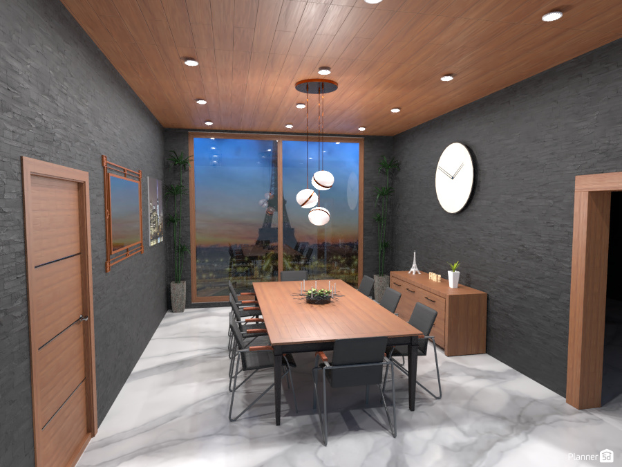 Orange Wood and Black Dining Room #5836321 by Annabella