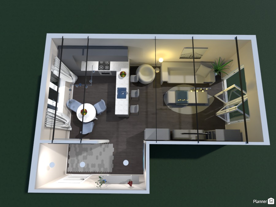 Kitchen with a living room with beams #3632512 by Huzaifah Al-Quraishi