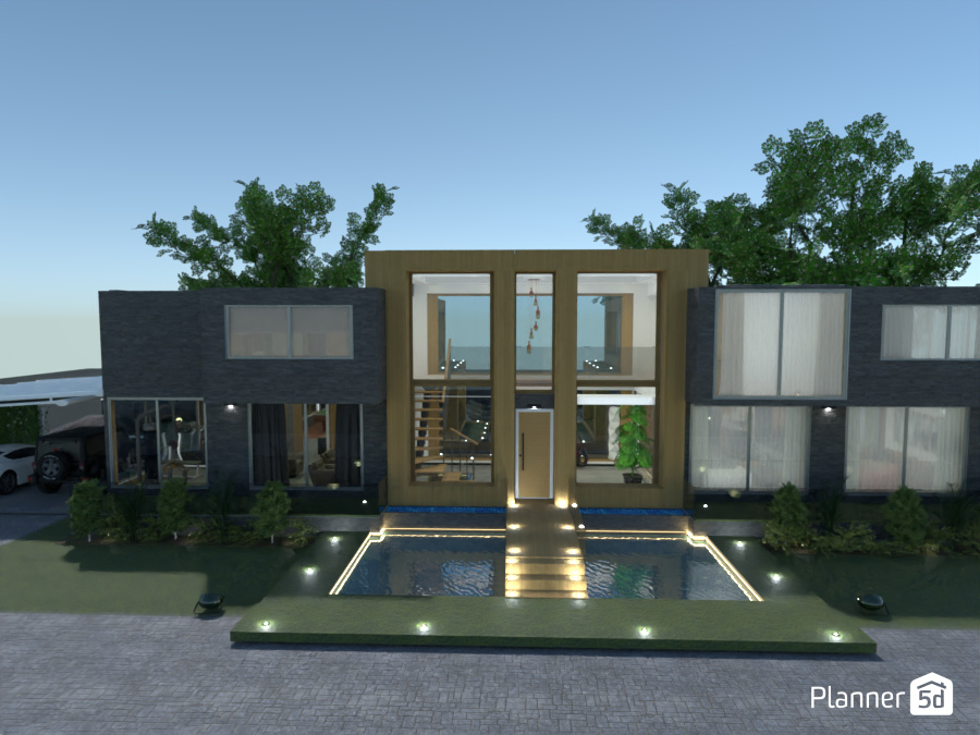 stone & wood modern villa #8155177 by Michel