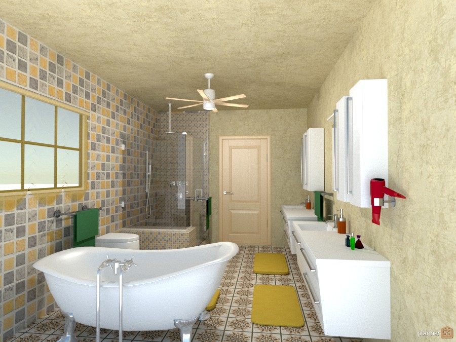 yellow/gray tile bath #850314 by Joy Suiter