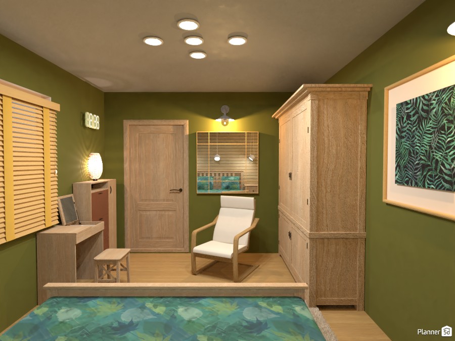 Bedroom with a wooden paneling 2 #3667363 by Rita