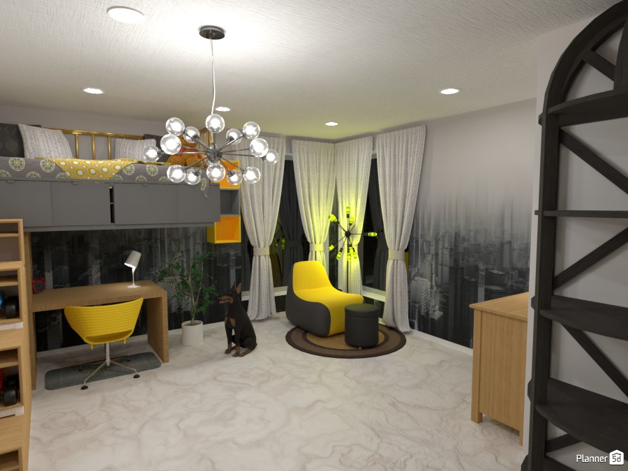 Bright Kids bedroom with Grey/Yellow theme #3865605 by Born to be Wild