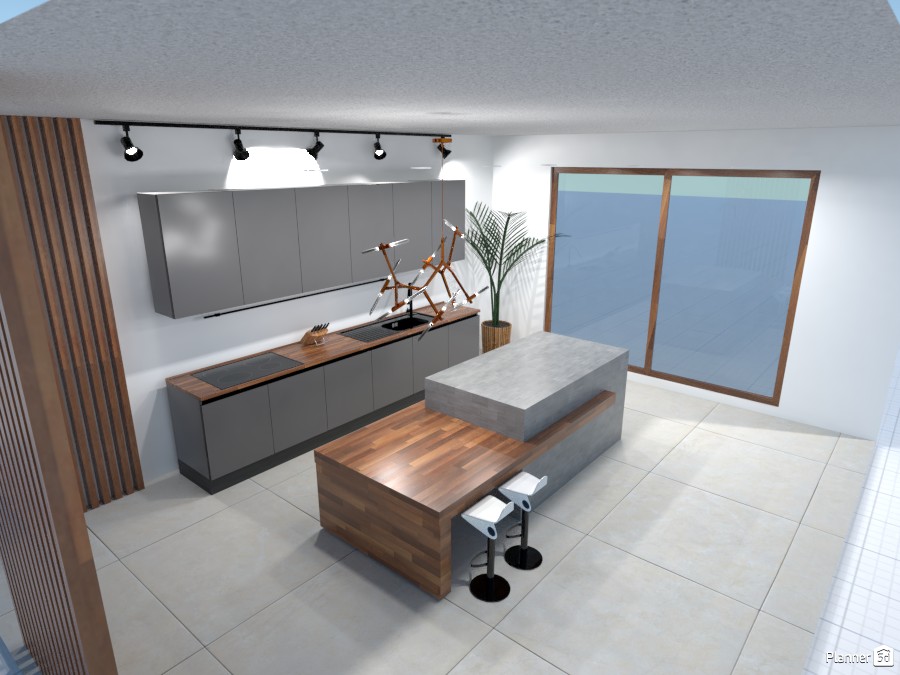 Modern Kitchen Design with Live edge Table #3499986 by Tal B