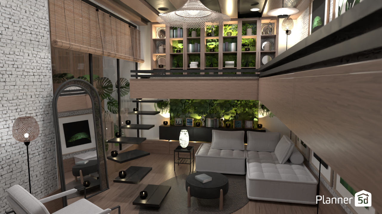 Living-room with a view of the upstairs balcony #19668064 by LLGrassy