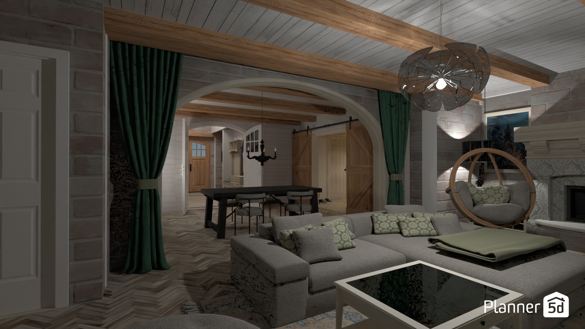 Big Farmhouse - livingroom/dining room/entrance #4001036 by Corin K