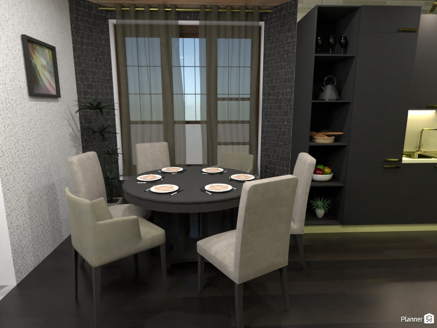Black kitchen a dining room #4363069 by Rita