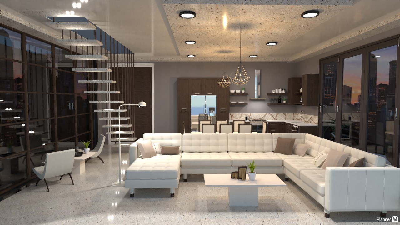 Cocina, comedor y sala. #4215139 by Hall Pat