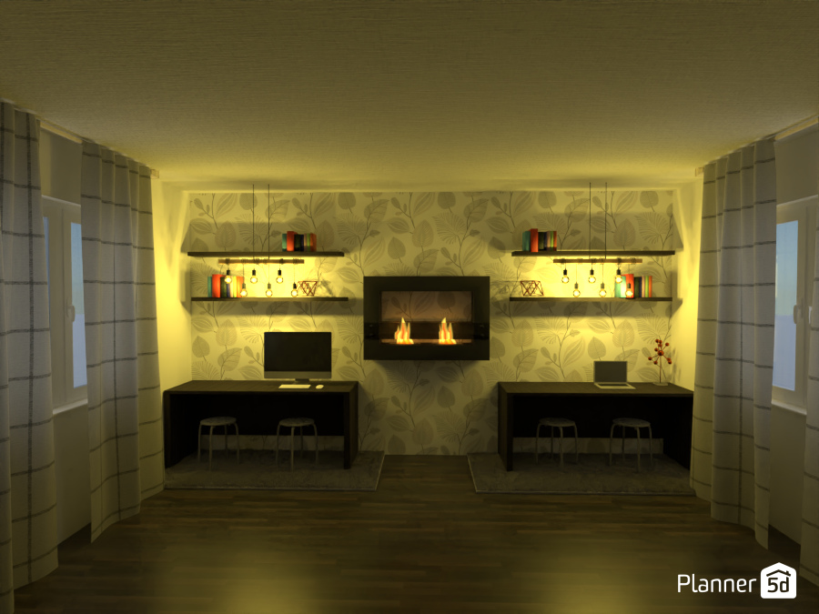 Study Space with Fire Place #9922016 by Ellen