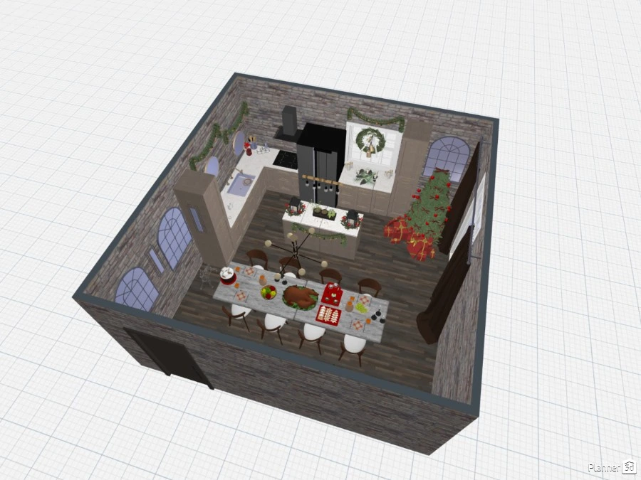 Nice Kitchen ready for Christmas - Free Online Design | 3D Floor Plans ...