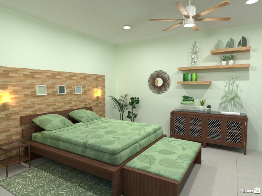 Tropical bedroom with balcony: Bedroom. #3778857 by Potato chip