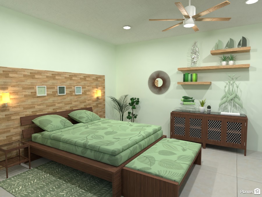 Tropical bedroom with balcony: Bedroom. 3778857 by Potato chip image