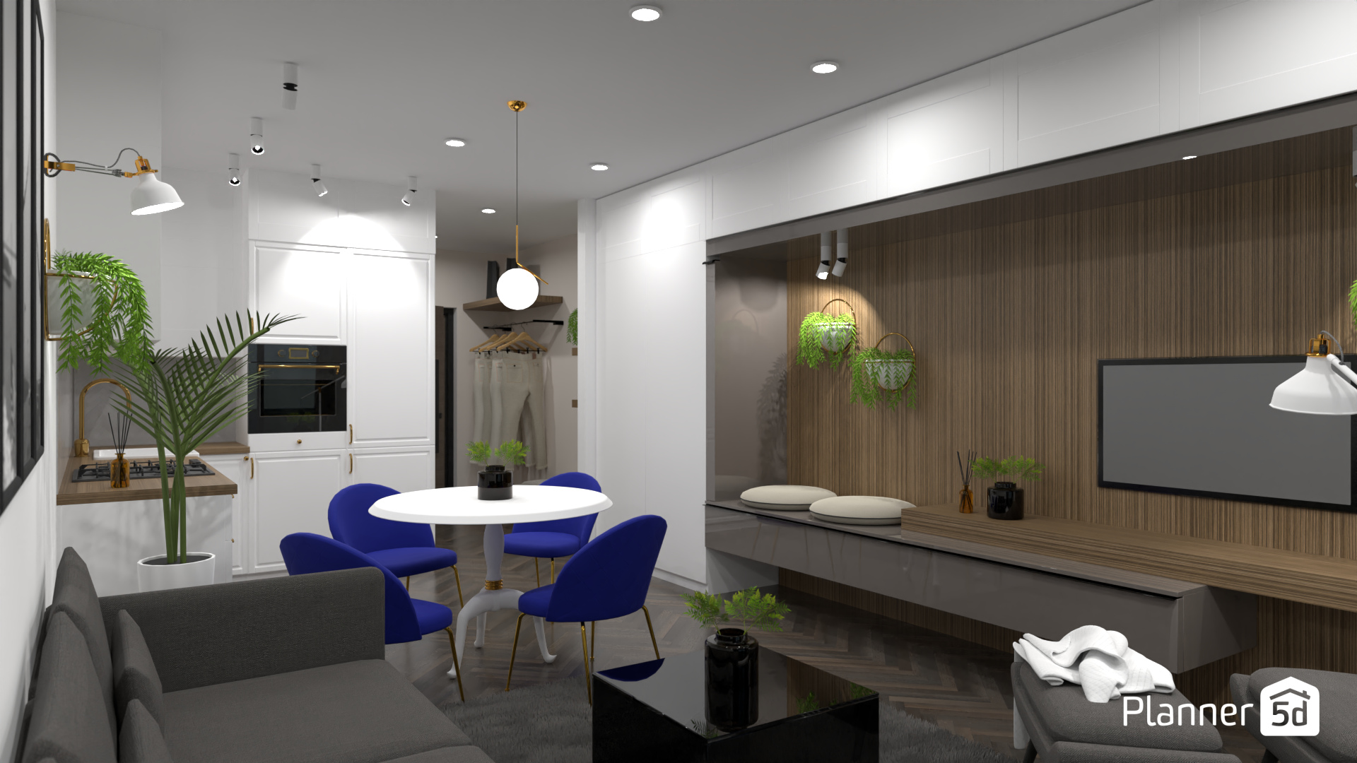 Modern Luxury Living Room + Kitchen Studio With Classic Elements #8541665 by Monika