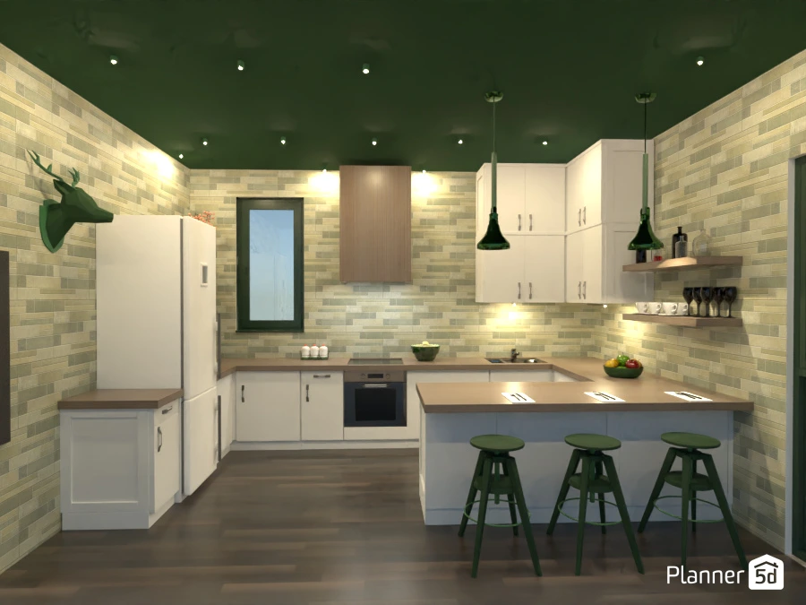 Bottle green kitchen #113880 by Arisciel