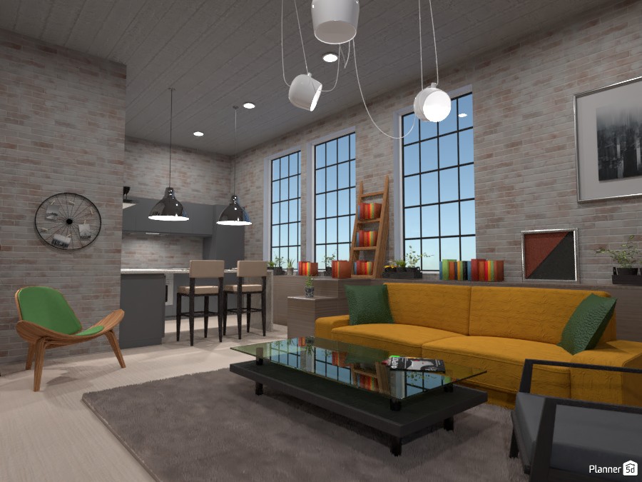 LOFT interior style: kitchen and living room #4149627 by Gabes