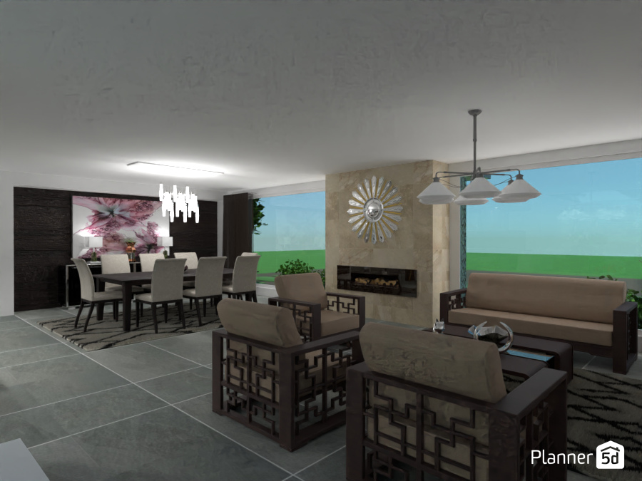 Sala y comedor con ventanales #12417951 by MariaCris