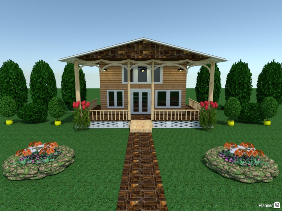 pine porch n trim house #1865412 by Joy Suiter