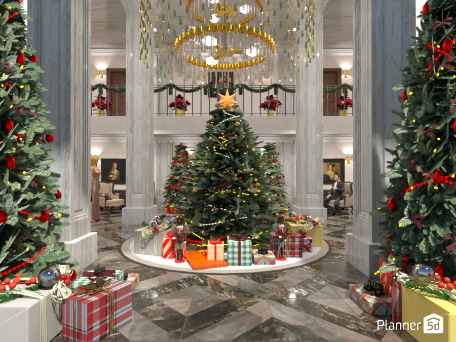 Luxury hotel's hall, in Cristmas time #10802524 by Ely Bnd