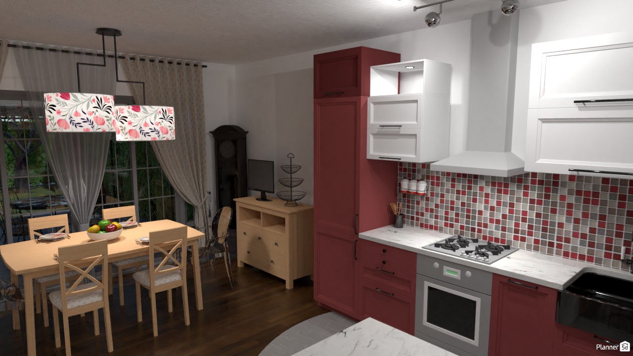 Red family kitchen #3893402 by Elena