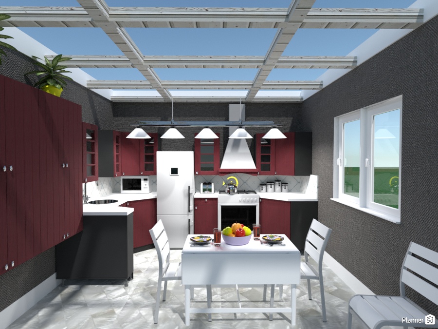 cherry cabinets n skylight kitchen #1956883 by Joy Suiter