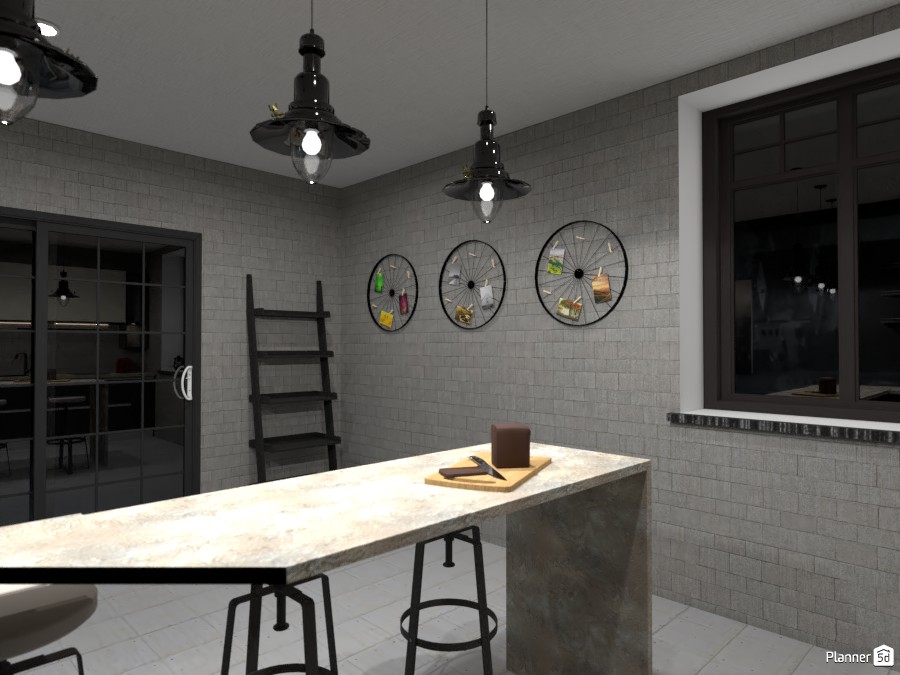Industrial style kitchen (night mode) 4695622 by Doggy image