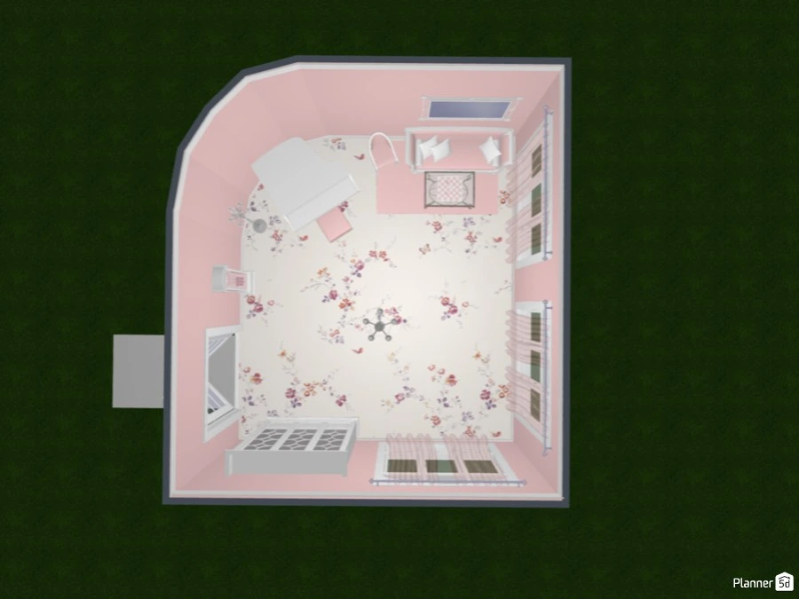 Pink & White Vintage Piano Room #83398 by .