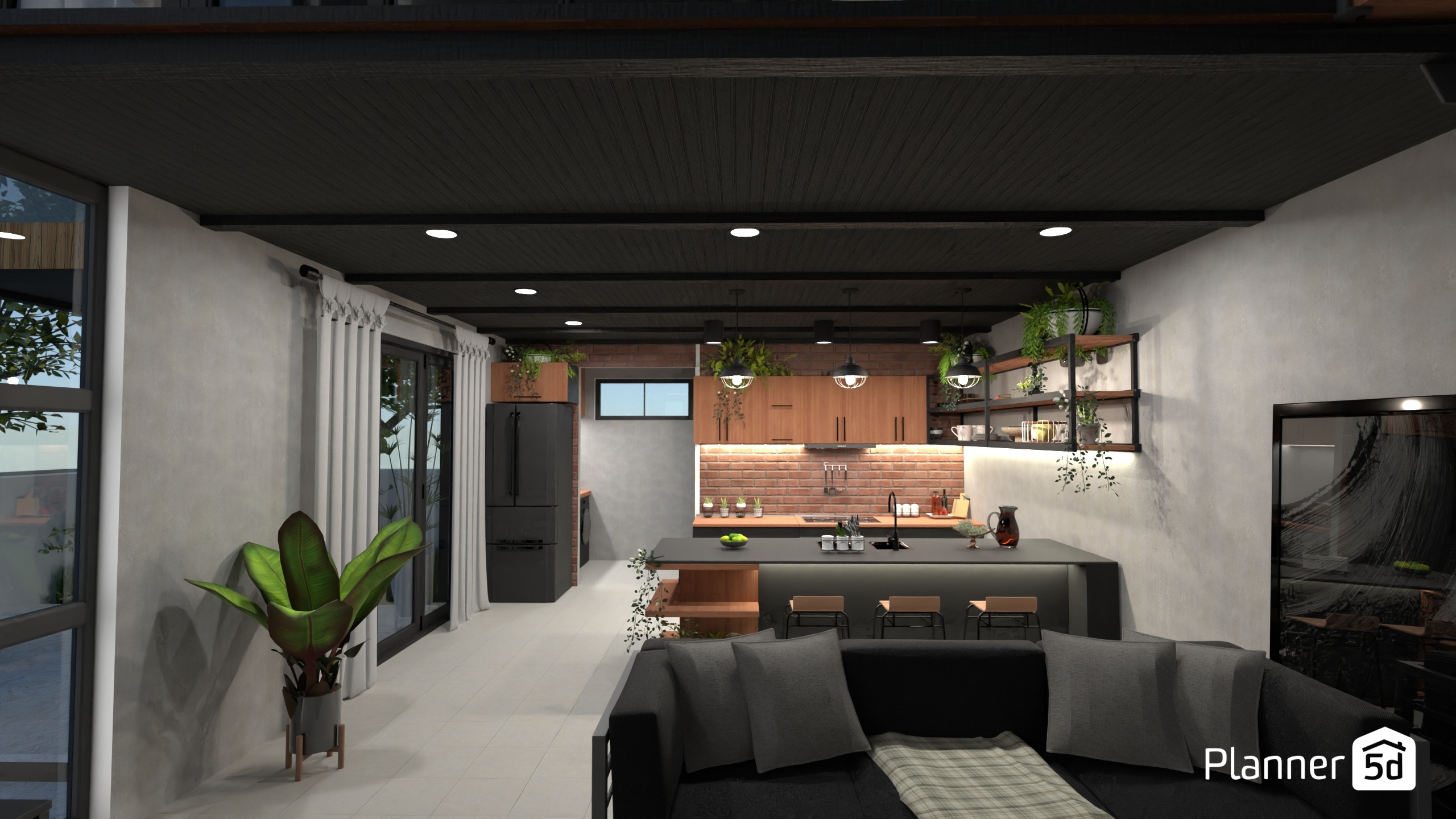 Black-and-Wood Industrial House #29610812 by Dilawar