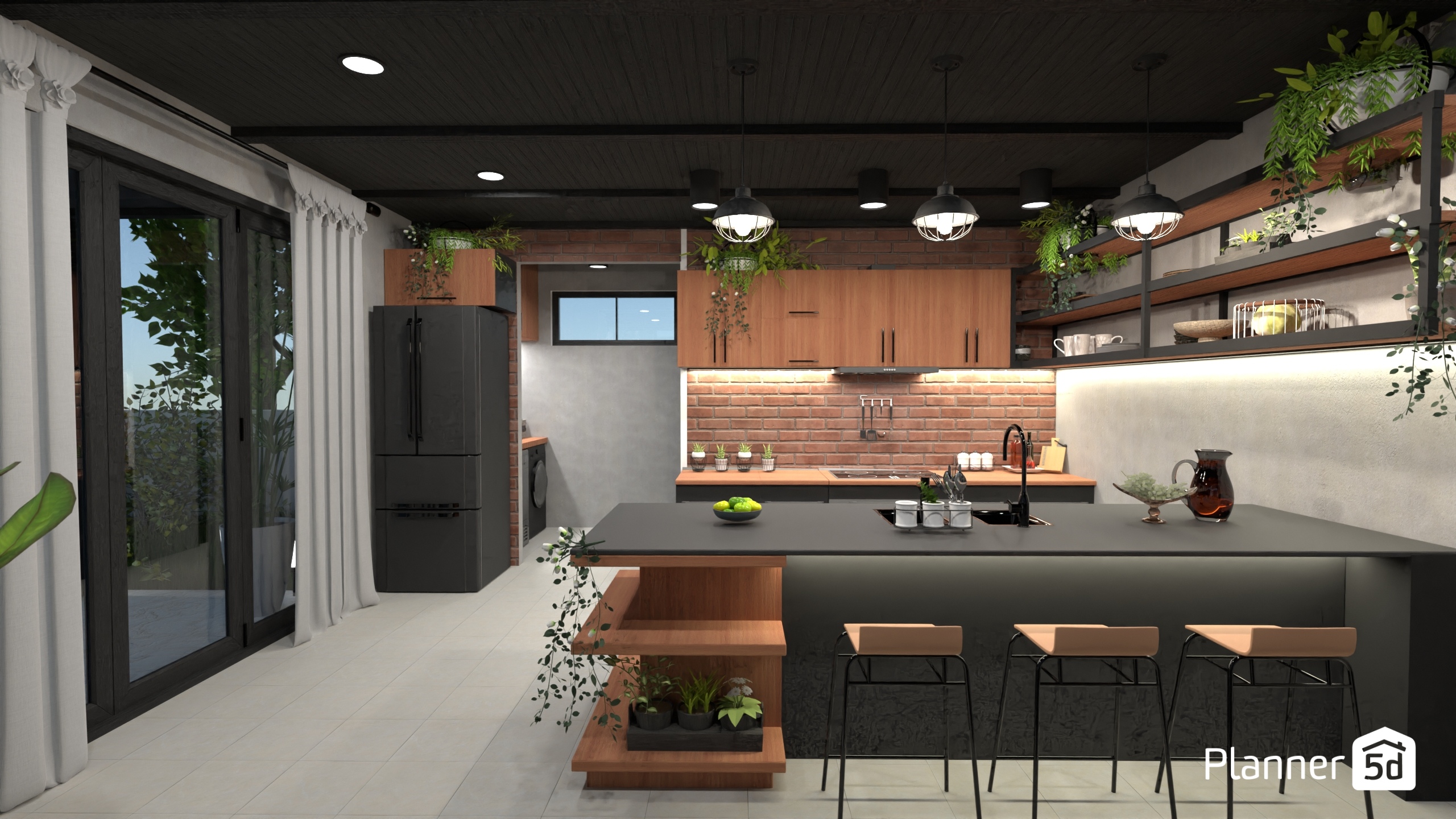 Black-and-Wood Industrial House #29610868 by Dilawar