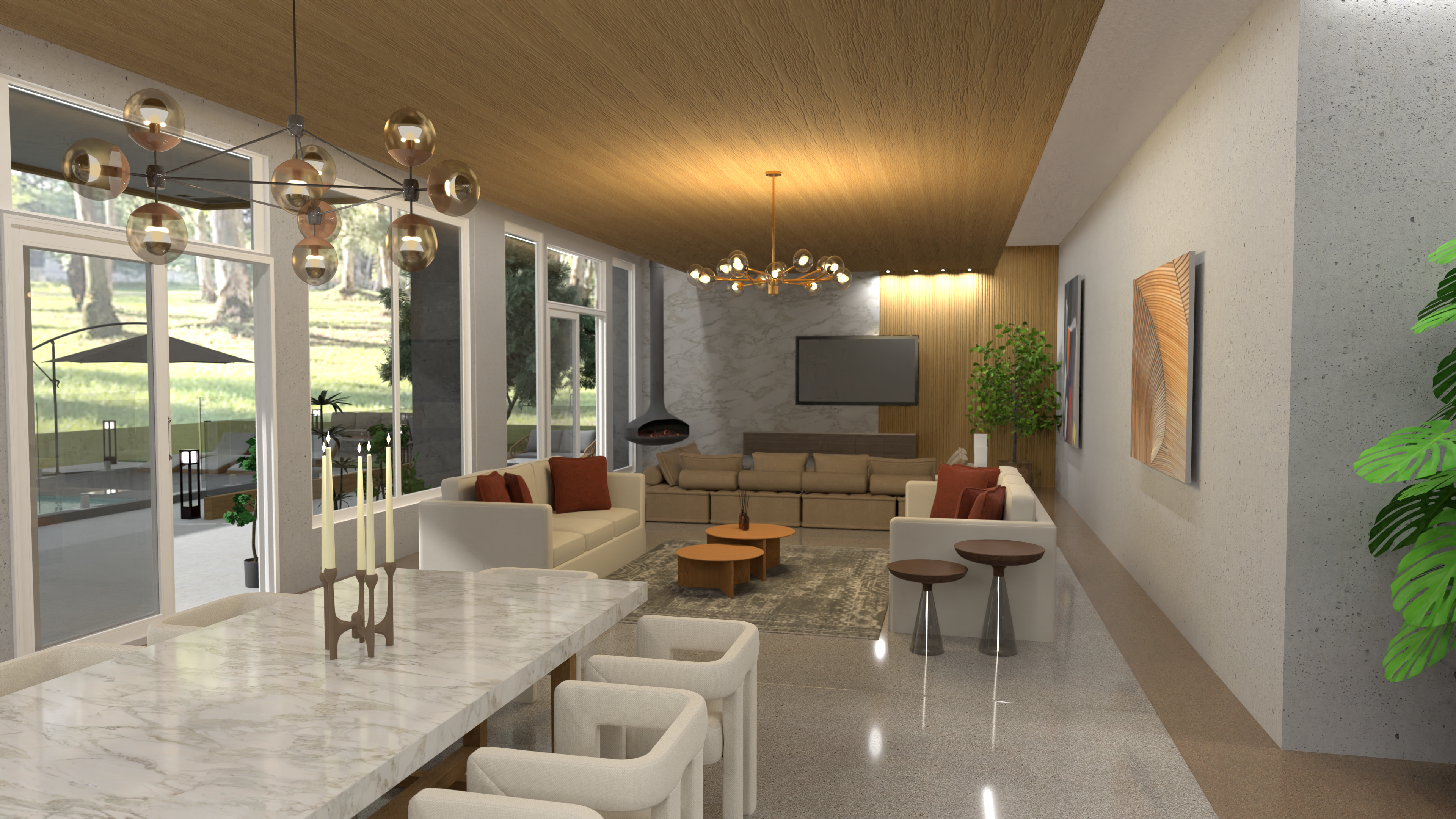 dining/living (concrete/wood/stone) #15862335 by Michel