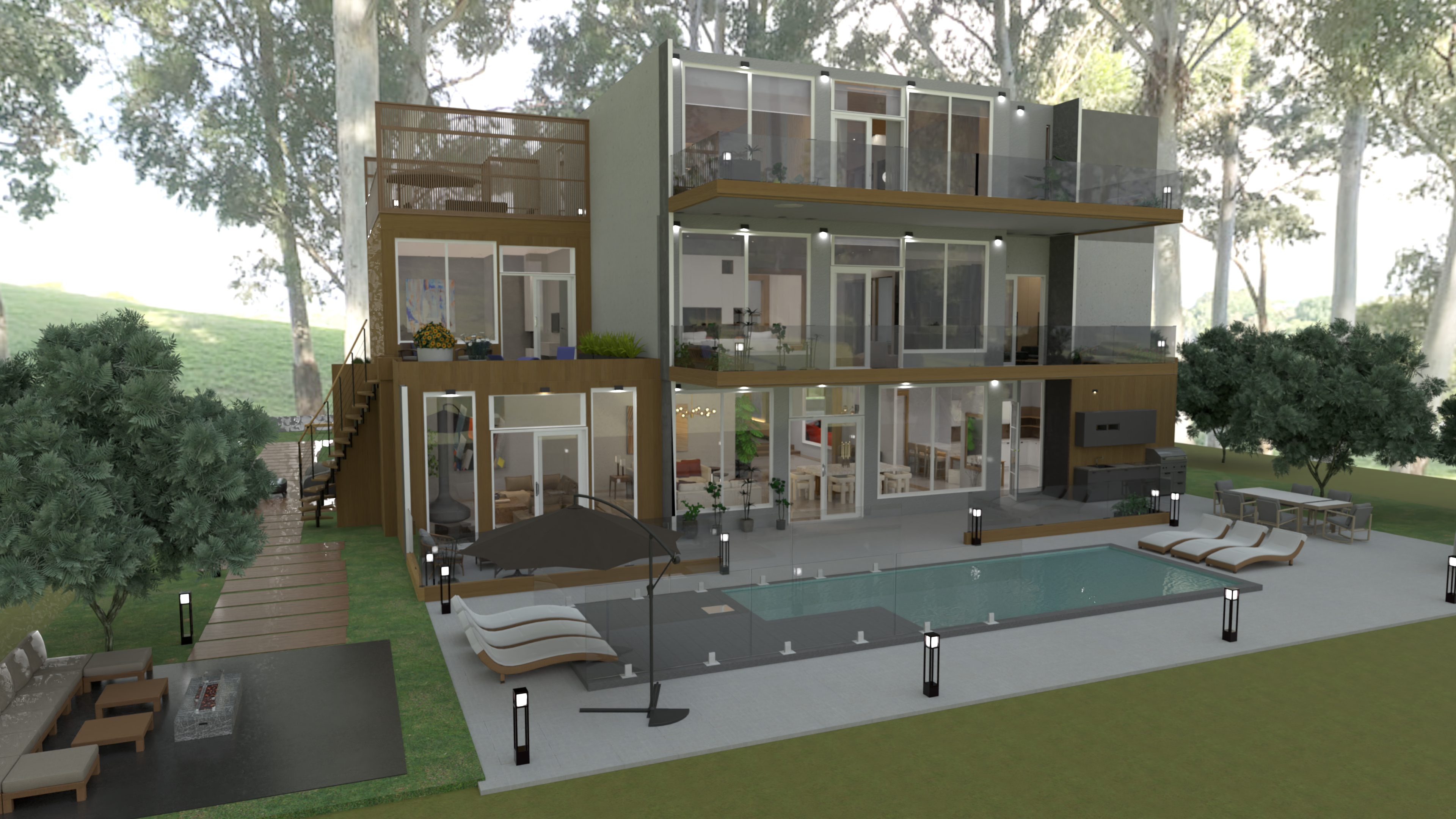 concrete/wood 5 bdr house #15889307 by Michel