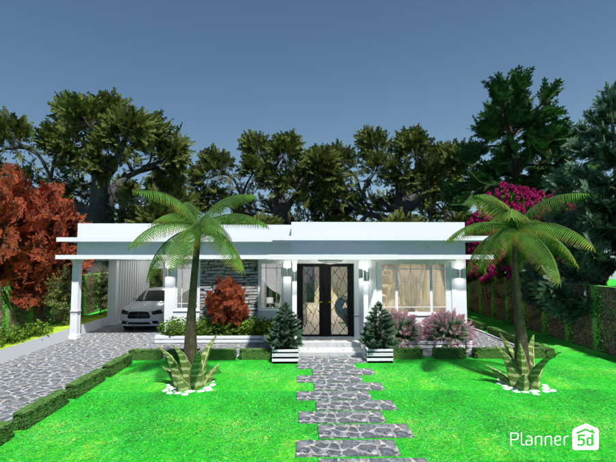 Casa blanca de una planta #13554887 by MariaCris