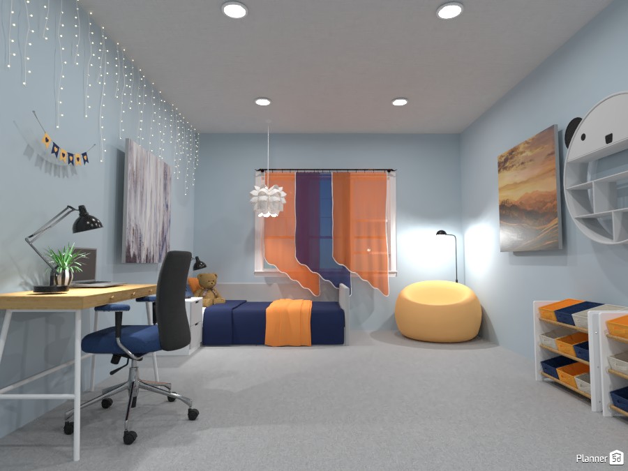 Blue and Orange Kids Bedroom #4508510 by Doggy
