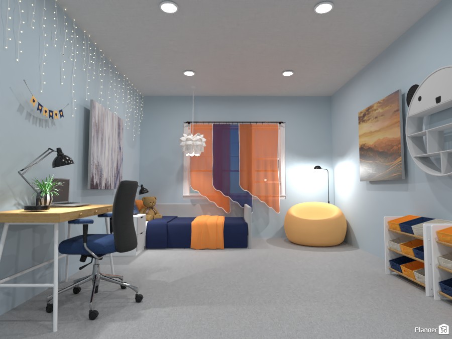 Blue and Orange Kids Bedroom 4508510 by Doggy image