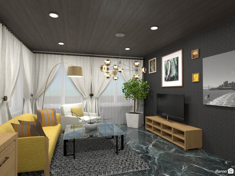Yellow/grey color themed living #4554232 by Born to be Wild