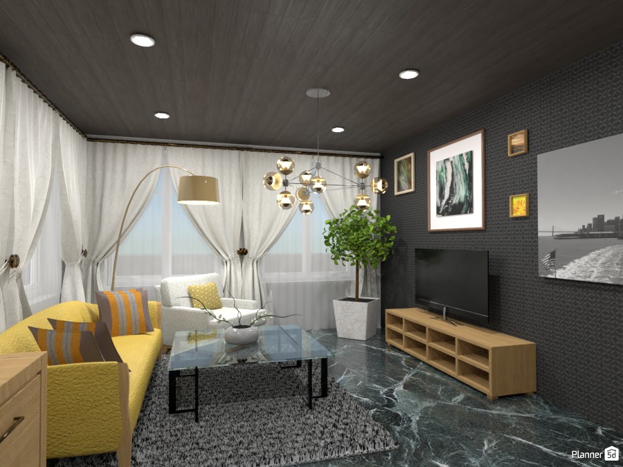 Yellow/grey color themed living 4554232 by Born to be Wild image