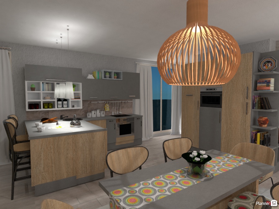 Kök med matplats och vardagsrum 2 #2415778 by Micaela Maccaferri