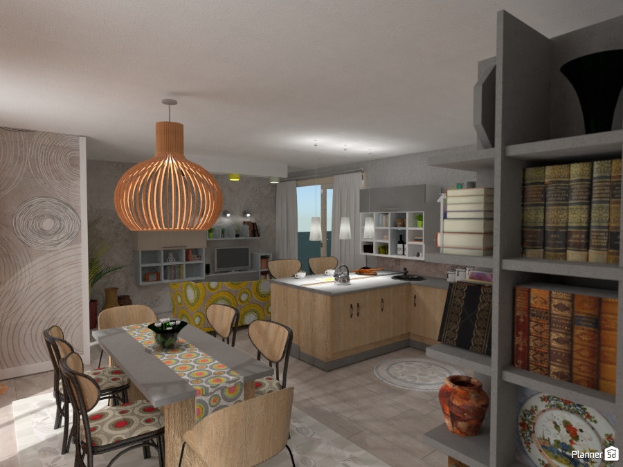 Kök med matplats och vardagsrum 1 #2415808 by Micaela Maccaferri