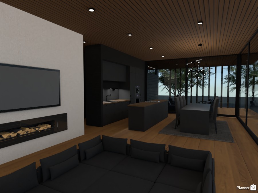 Sunken living room, kitchen & dining 3668650 by 3mil Designs image
