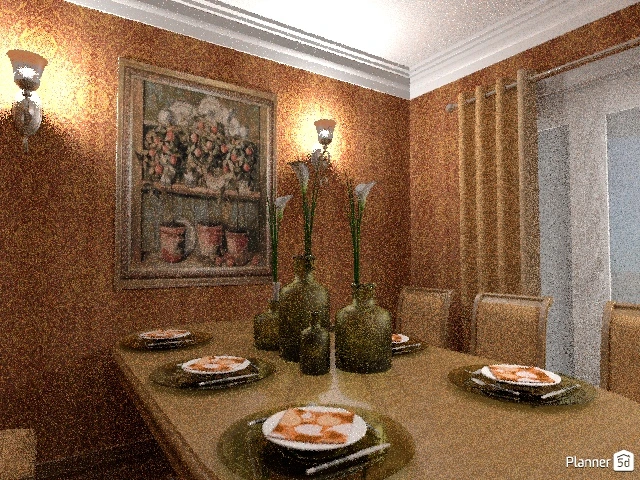 Гостиная и кухня-столовая в доме #66419 by Алиса в Зазеркалье