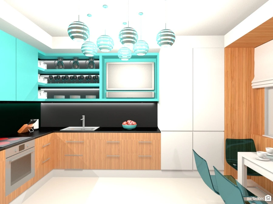 Кухня-гостиная "Бирюза и экзотическое дерево" #66105 by Алиса в Зазеркалье