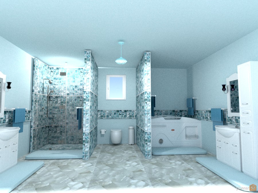 blue n wht tile bath #968089 by Joy Suiter