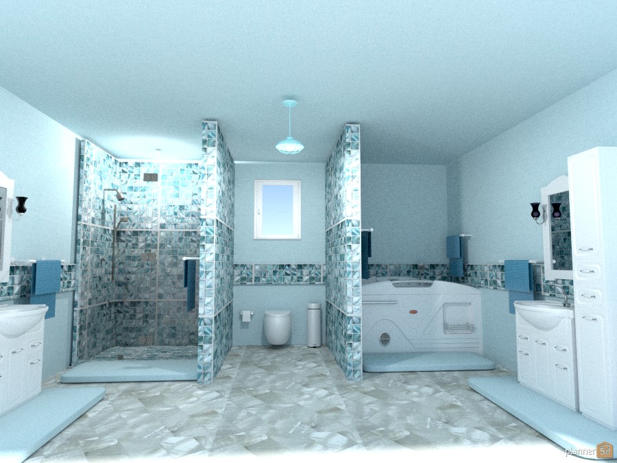 blue n wht tile bath 968089 by Joy Suiter image
