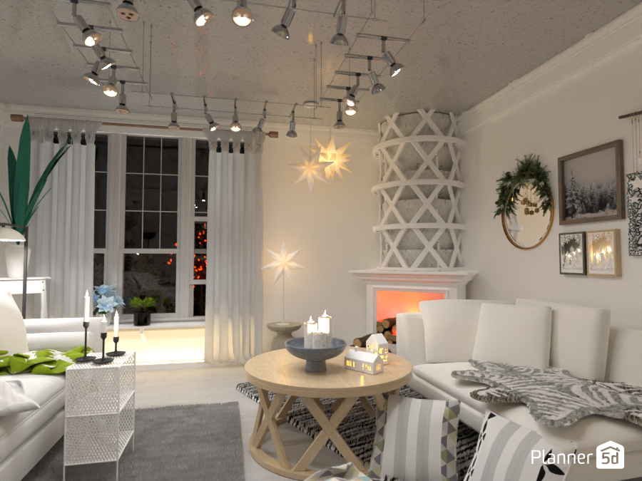 гостиная в скандинавском стиле с камином #10997300 by Anna Strelyaeva