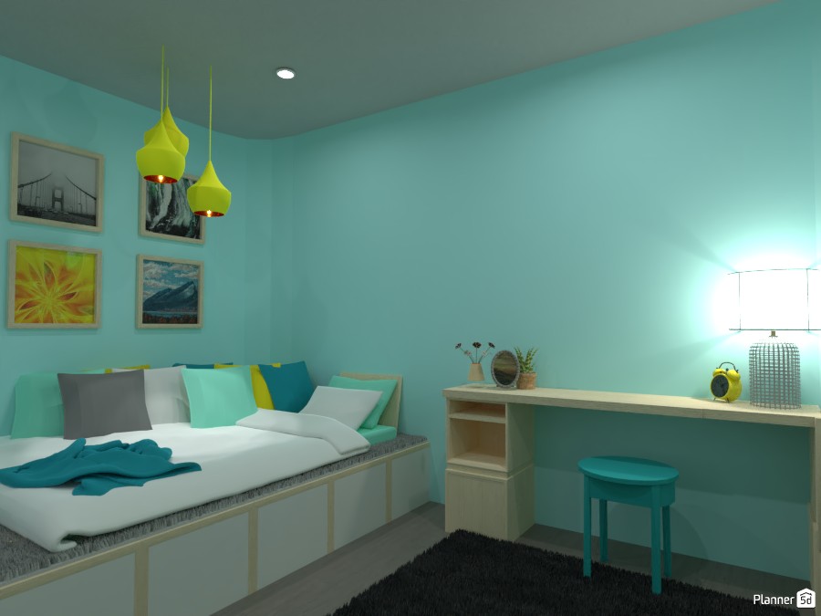 Blue and Yellow Bedroom! #5029734 by Doggy