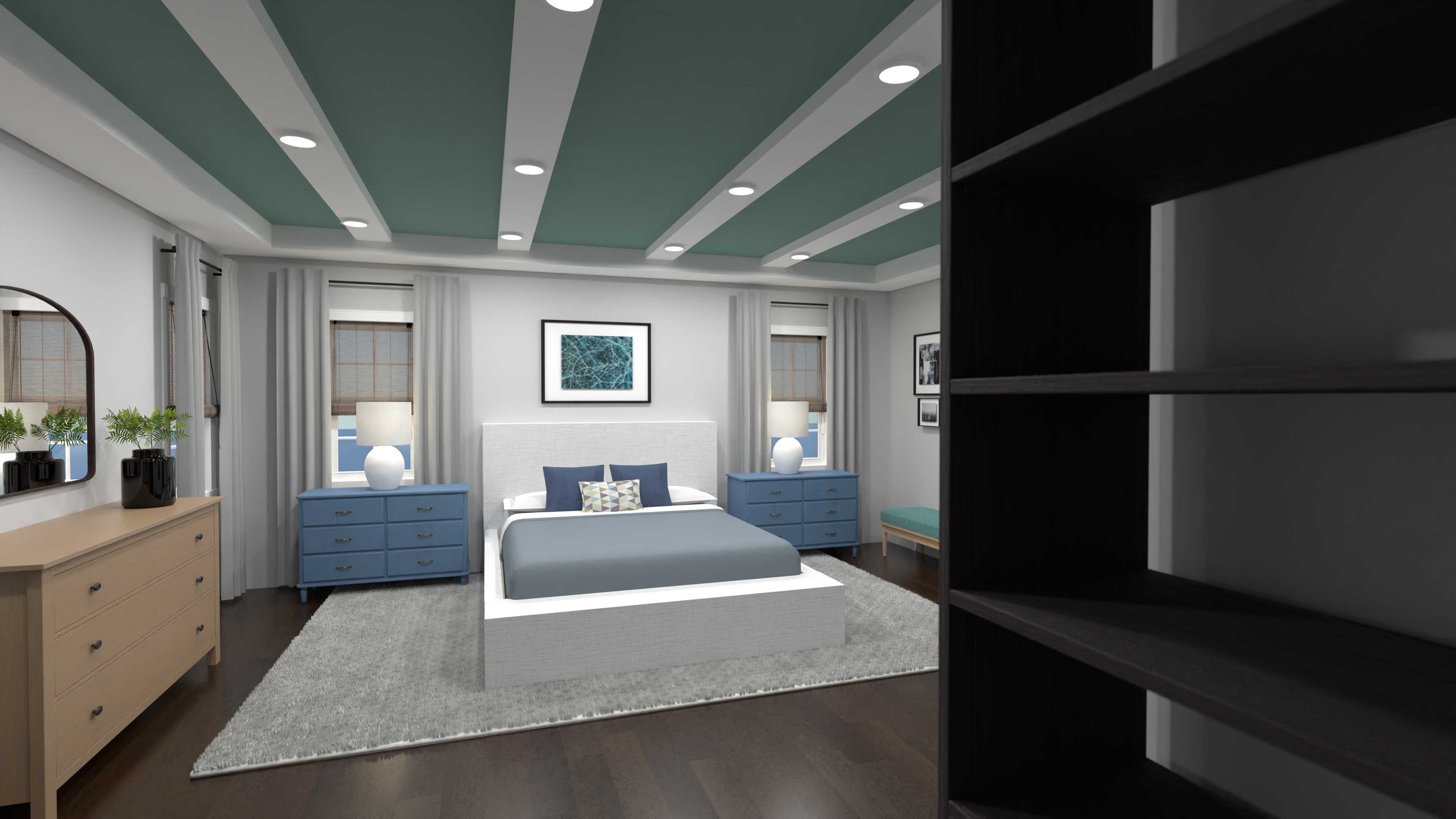 Yocum - Primary Bedroom (Teal Roof) #23360410 by Nicole Bailey