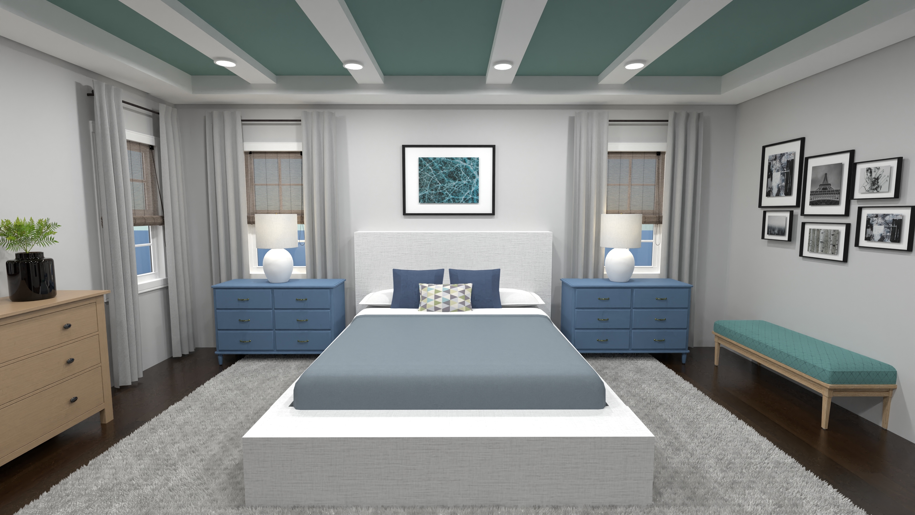 Yocum - Primary Bedroom (Teal Roof) #23360418 by Nicole Bailey