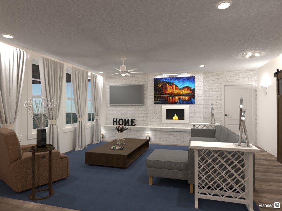 Living Room With Fireplace #4924891 by american