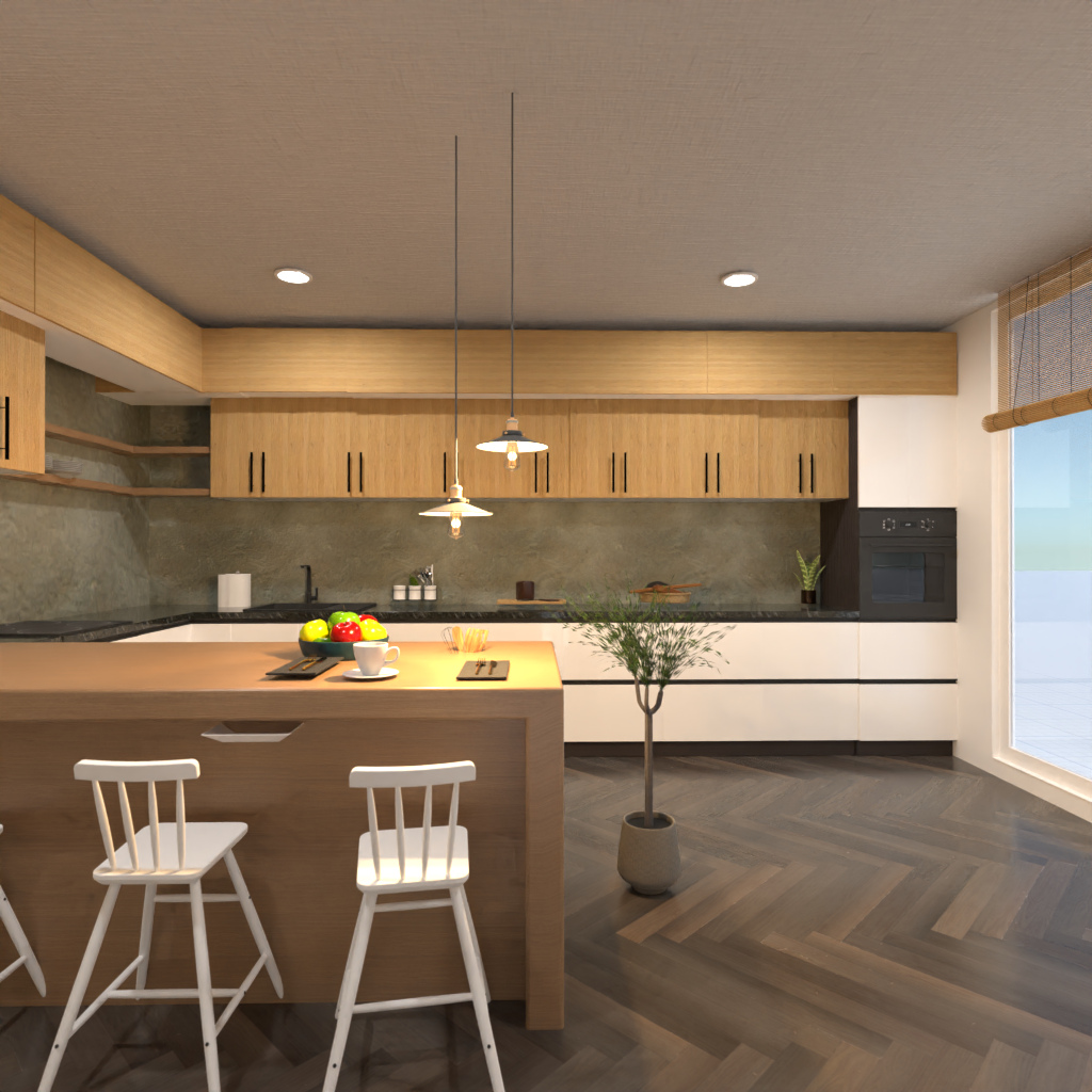Brown and White Kitchen #11539532 by Editors Choice